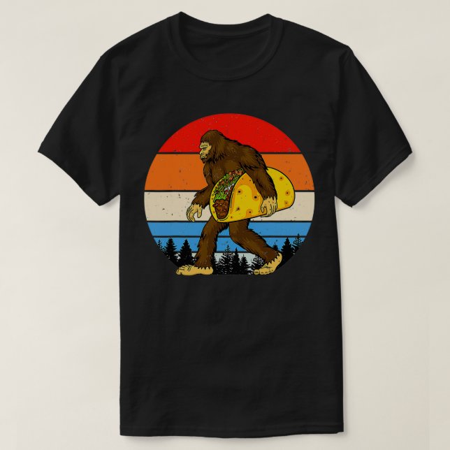 T-shirt Bigfoot Tenant Un Taco (Design devant)