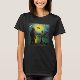 T-shirt Bigfoot UFO et Loch Ness Van Gogh Starry Night Pa