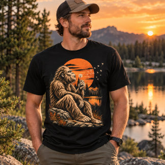 T-shirt Bigfoot Vintage Pissenlit Coucher de soleil Wilder