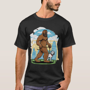 T-shirt Bigfoot Walking Boston Terrier Shirt, Chien Walker