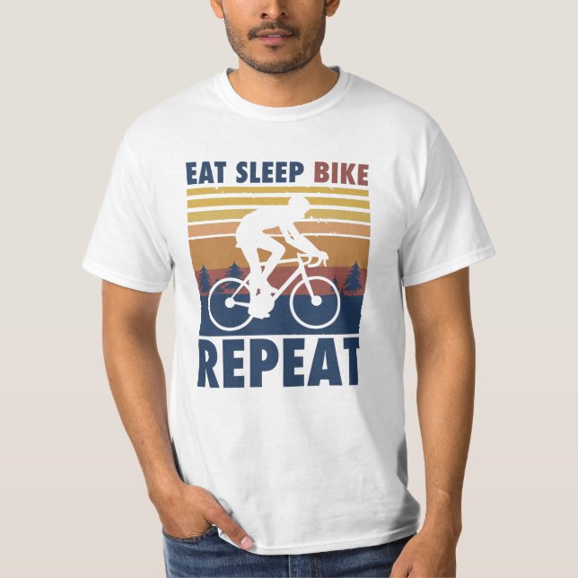 T-shirt Bike Eat Sleep Bike Répéter Dire Un Vélo Cadeau (Devant)
