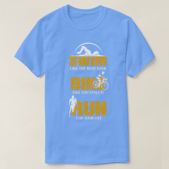 T-shirt Bike Swim Run Triathlon Hobby Sport Jeu cadeau 14 (Design devant)
