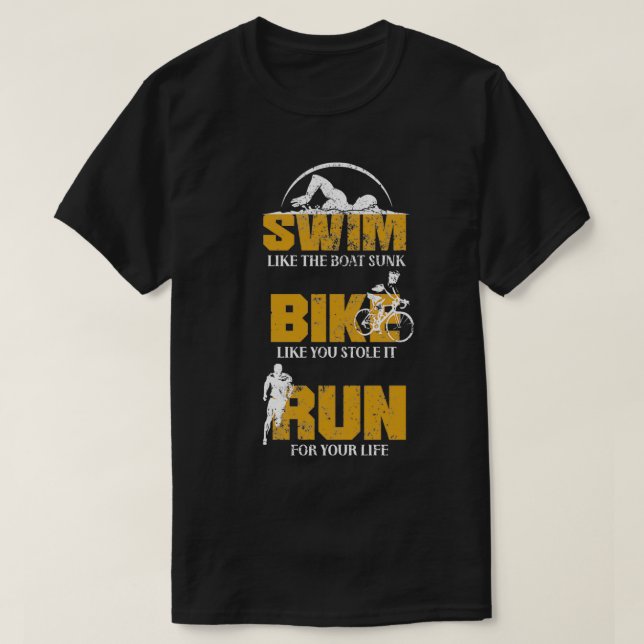 T-shirt Bike Swim Run Triathlon Hobby Sport Jeu Cadeau 6 (Design devant)