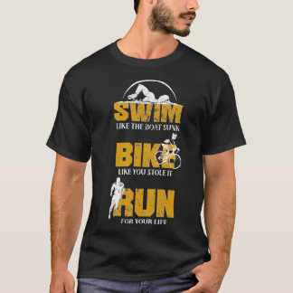 T-shirt Bike Swim Run Triathlon Hobby Sport Jeu Cadeau 6