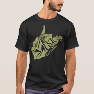 T-shirt Bike West Virginia State Outline Olive Mountain Bi