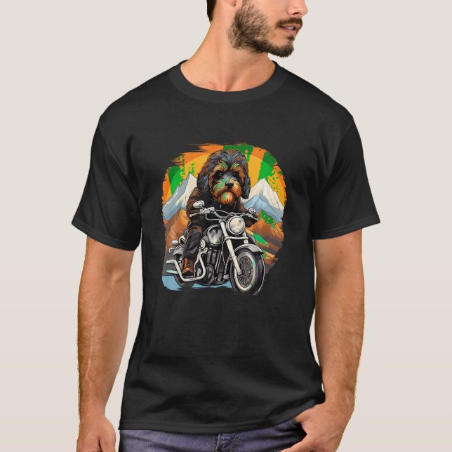 T-shirt Biker Bernedoodle Chien équitation Moto T Chemise (Devant)