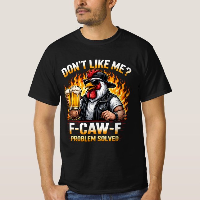 T-shirt Biker Chicken Ne M'Aime Pas F-Caw-F (Devant)
