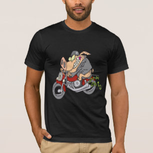 T-shirt biker hog cochon moto dessin animé moto