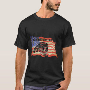 T-shirt Biker jusqu'au bout crâne USA Drapeau art