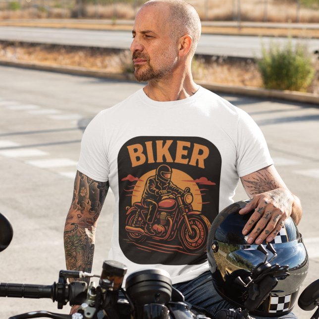 T-shirt Biker, moto-cycliste Illustration (Créateur téléchargé)