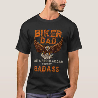 T-shirt Biker Papa Badass Patriotique Bald Eagle