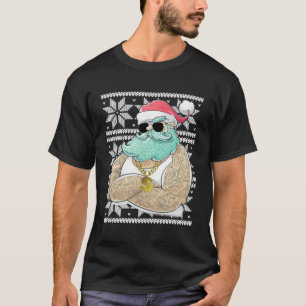 T-shirt Biker Père Noël Vilain Noël Moto Mens Papa Femme