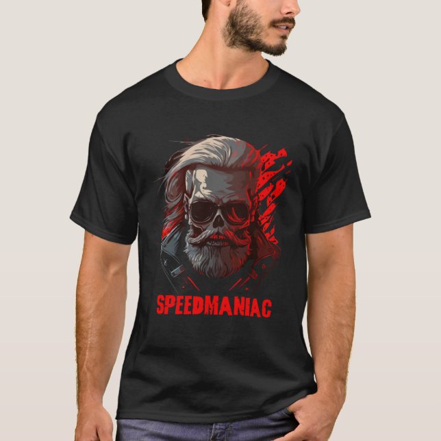 T-shirt Biker Skeleton Mystic Death Bone  4 (Devant)