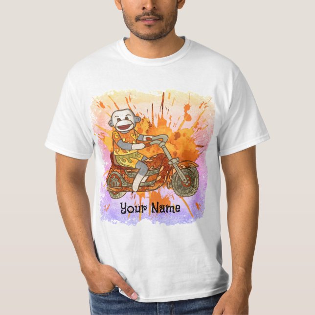 T-shirt Biker Sock Monkey (Devant)