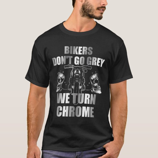 T-shirt Bikers Ne Va Pas Gris Nous Tournons Chrome Long Sl (Devant)