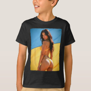T-shirt Bikini Bybe - Y Brunette Bybe Et Drapeau De L'Ukra