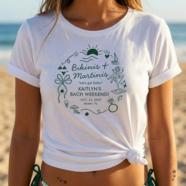 T-shirt Bikinis & Martinis Soirée de Bachelorette sur la P (Créateur téléchargé)