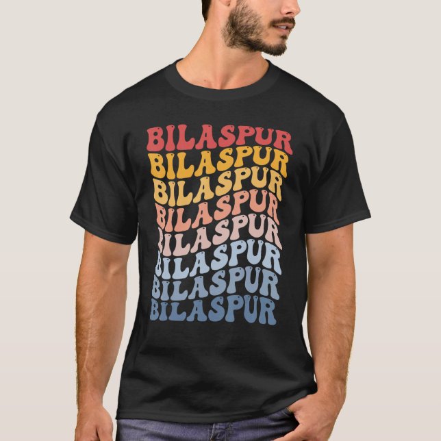 T-shirt Bilaspur City Groovy Retro (Devant)