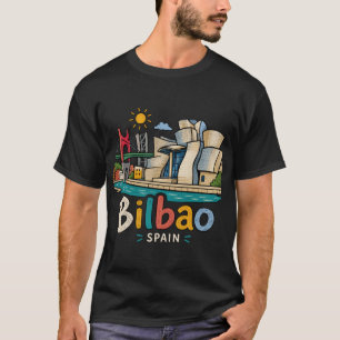 T-shirt Bilbao Dessiné à la Main Espagne Art de Voyage Mon