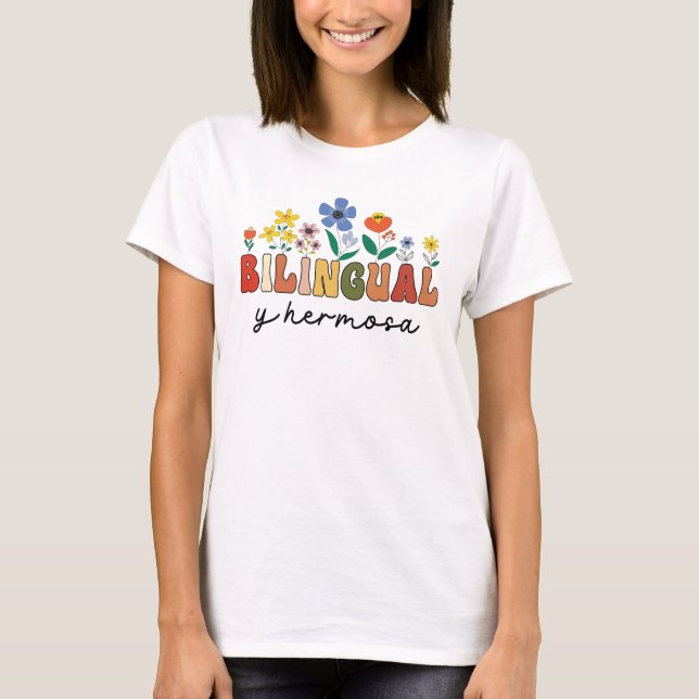 T-shirt Bilingue Espagnol Enseignant Funny Langue double (Devant)