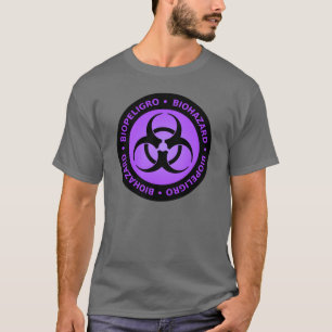 T-shirt bilingue pourpre et noir de symbole de