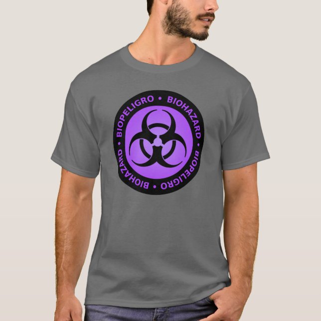 T-shirt bilingue pourpre et noir de symbole de (Devant)