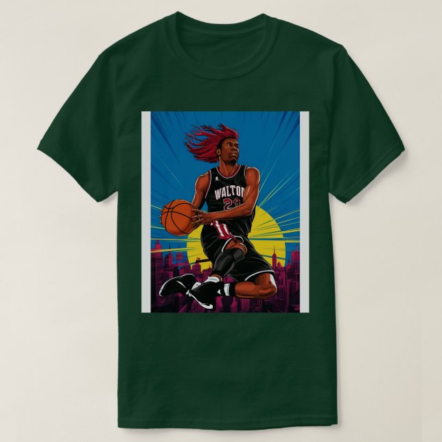T-shirt Bill Walton Jouer Au Basket (Design devant)