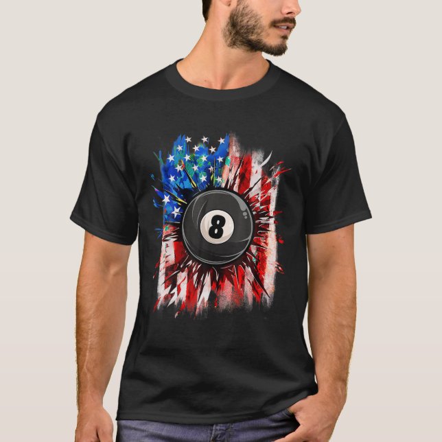T-shirt Billard 4 juillet Hommes USA Drapeau américain B (Devant)