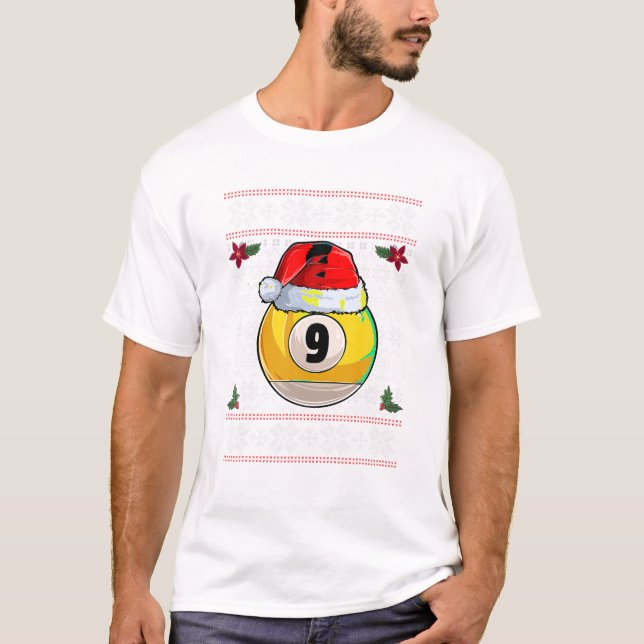 T-shirt Billard 9 ball Noël laid (Devant)