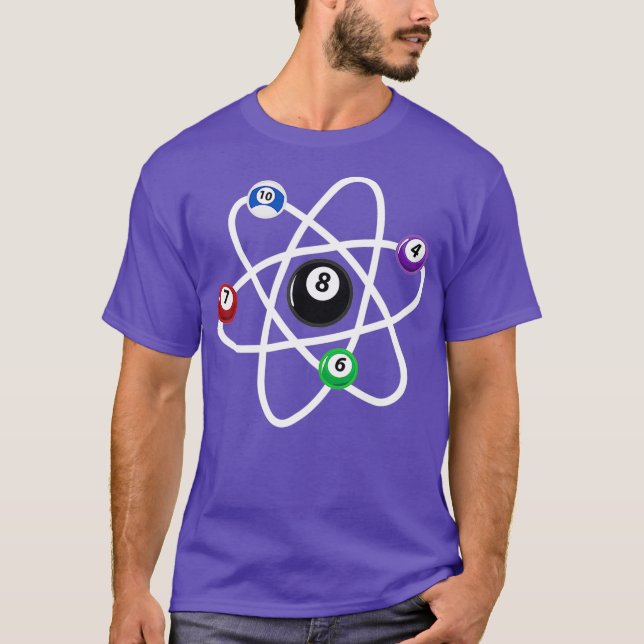 T-shirt Billard Atom Science 8Ball Pool Amateurs (Devant)