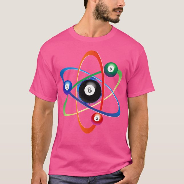 T-shirt Billard Bâtons de jeu Atom Snooker Table Pool Bill (Devant)