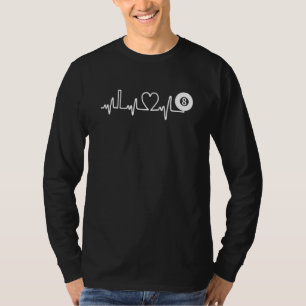 T-shirt Billard Heartbeat I Love Billard Pool Player