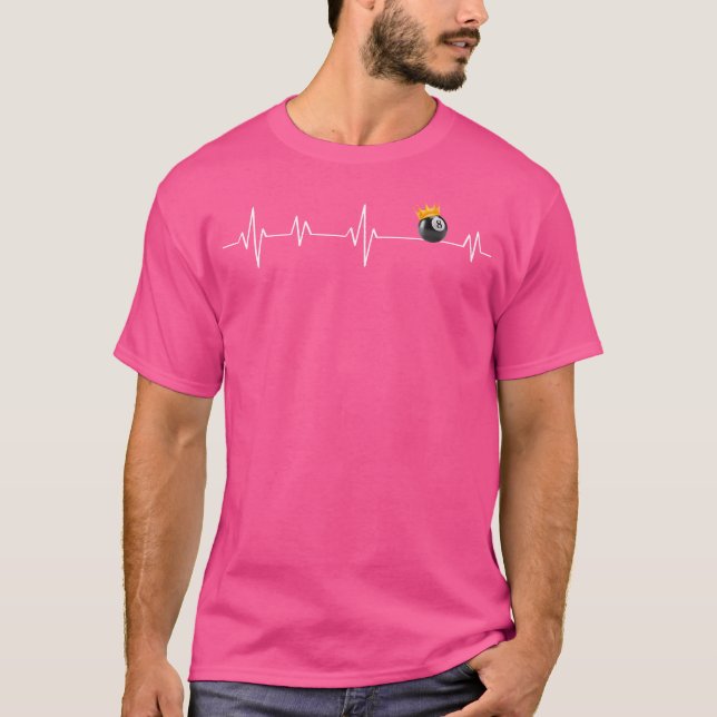 T-shirt Billard Heartbeat Line Pool Player Funny Billiard (Devant)