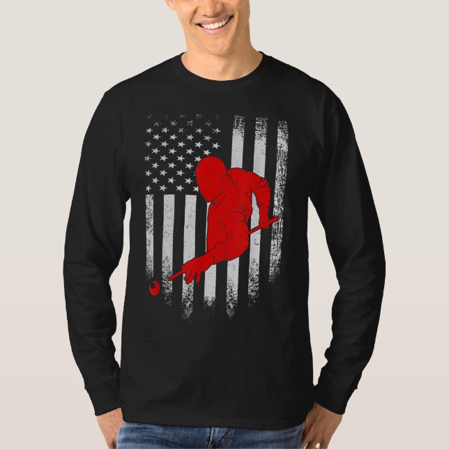 T-shirt Billard Lover| American Flag Billiards Don (Devant)