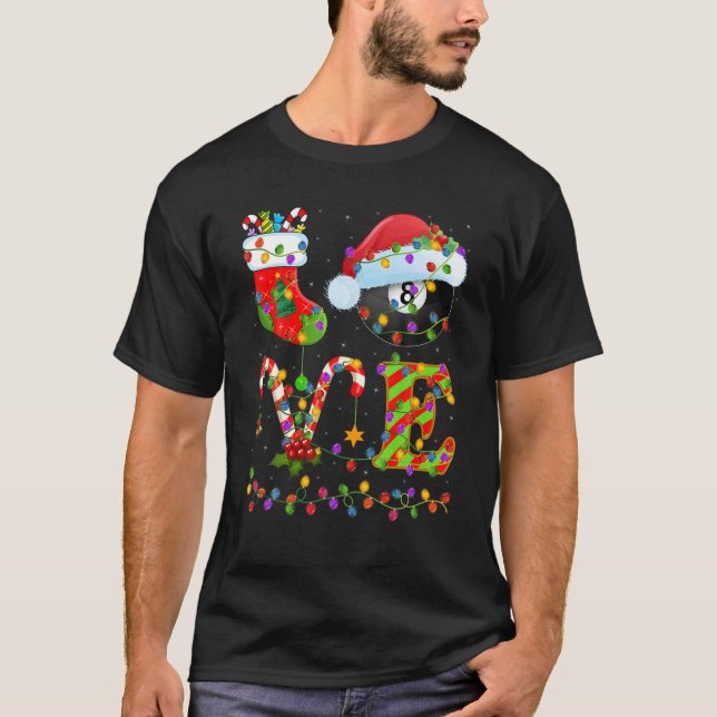 T-shirt Billard Lover Xmas Lighting Père Noël Love Billard (Devant)