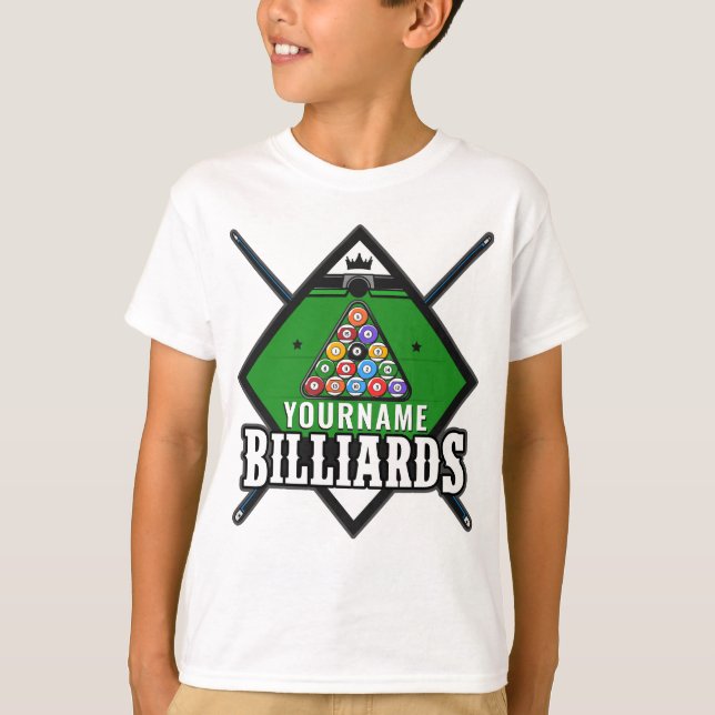 T-shirt Billard personnalisé NOM Cue Rack Pool Room (Devant)