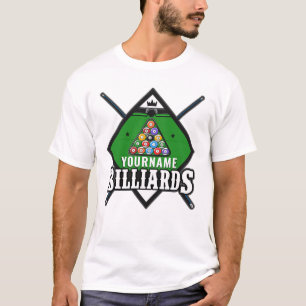 T-shirt Billard personnalisé NOM Cue Rack Pool Room