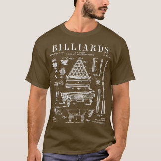 T-shirt Billard Pool de table Boule de la pile Brevet Vint
