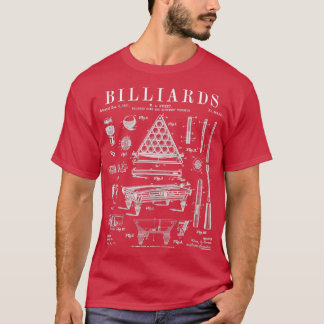 T-shirt Billard Pool de table Boule de la pile Brevet Vint