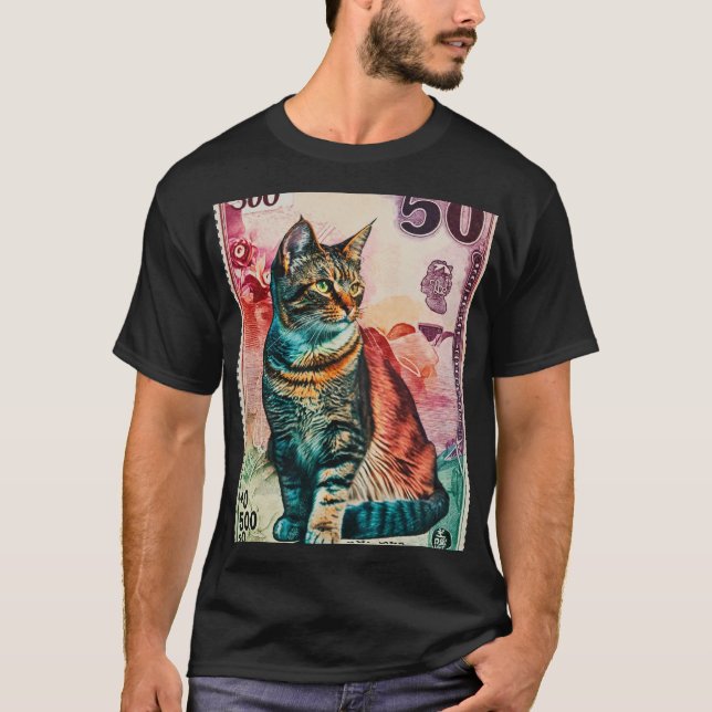 T-shirt Billet de chat avec une dénomination de 50 chat (Devant)