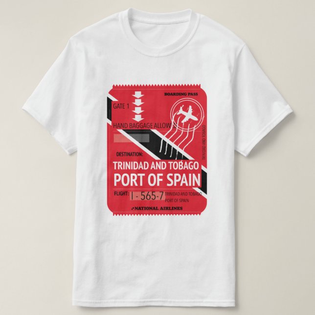T-shirt billet de voyage pour le port de trinidad et tobag (Design devant)