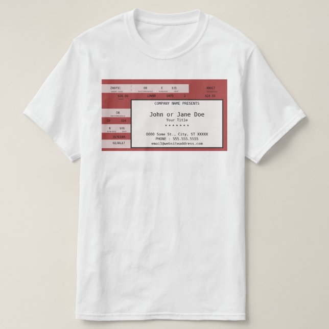 T-shirt billet rouge de concert (Design devant)