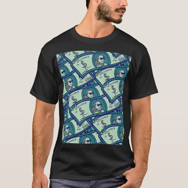T-shirt Billets de dollar : motif d'argent continu (Devant)