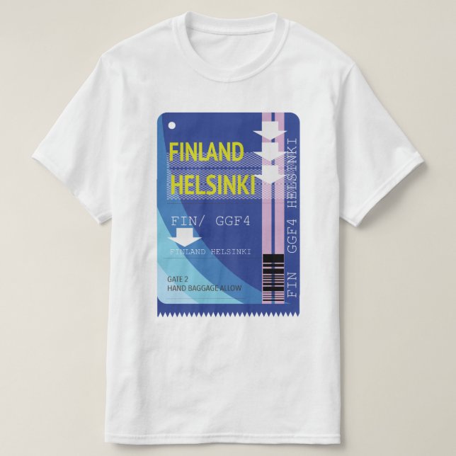T-shirt Billets de voyage Finlande Helsinki (Design devant)