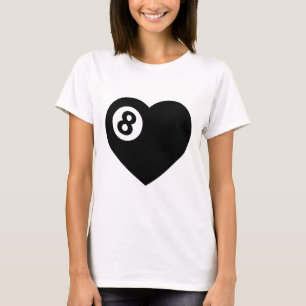 T-shirt Billiard Heart Love Pool Joueur Valentine Sondage