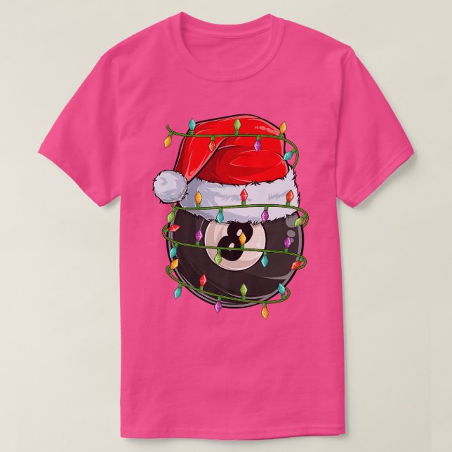 T-shirt Billiard Sports Lover Xmas Lights Père Noël Billia (Design devant)