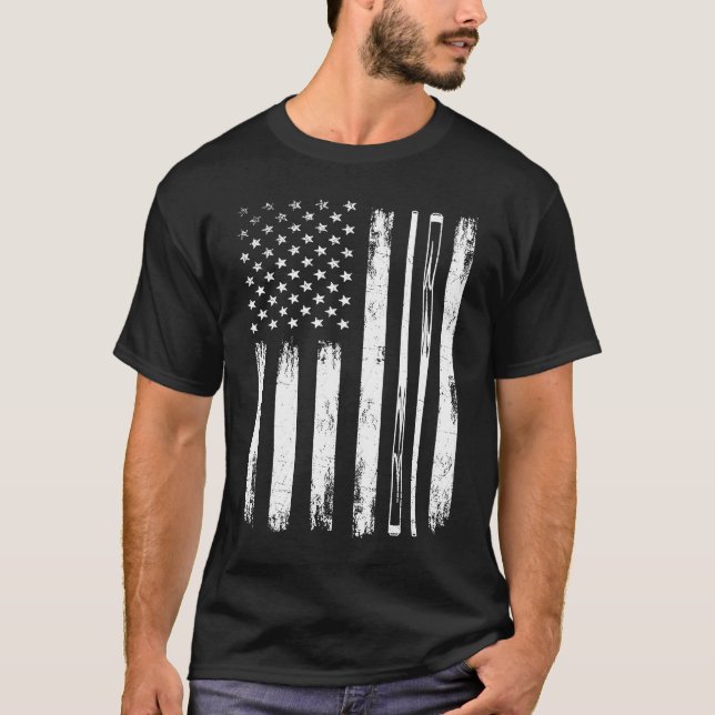 T-shirt Billiard Stick  USA Flag Pool Player 8 Ball Tourna (Devant)