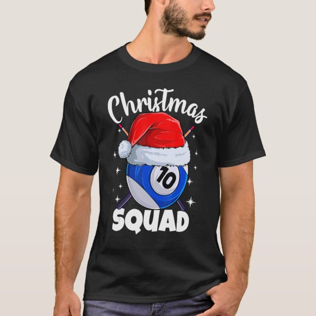 T-shirt Billiards 10 Ball Christmas Squad Balls Billes Bil (Devant)