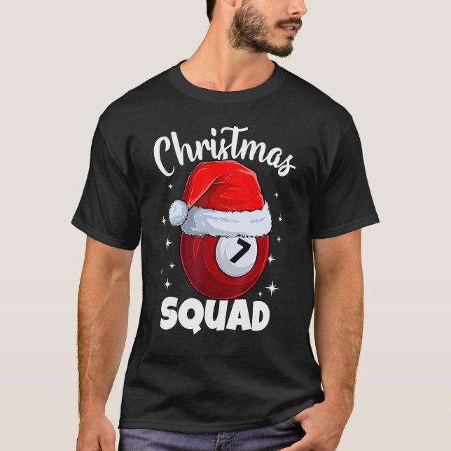 T-shirt Billiards 7 Ball Christmas Squad Balls Billard Bil (Devant)