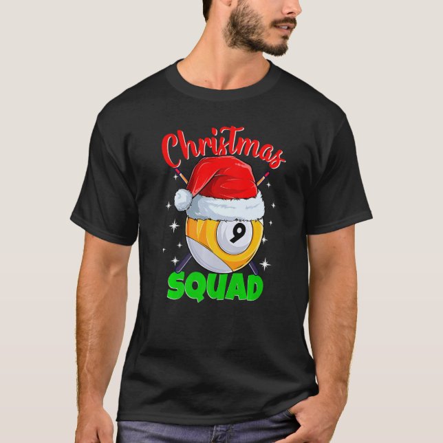T-shirt Billiards 9 Ball Christmas Squad Pool Balls Billia (Devant)